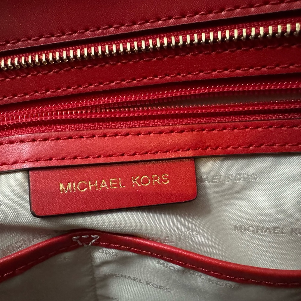 Michael Kors Red‎ Leather Over The Shoulder Purse Women’s Purse/Bag/Whitney Tote - Picture 9 of 10